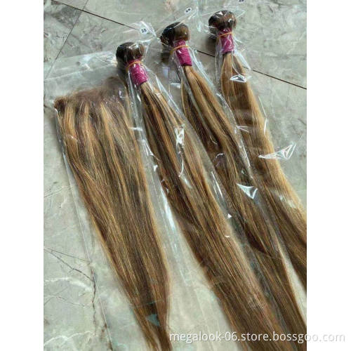 2 Tone Piano Ombre Color Double Drawn Brazilian Virgin Staight Human Hair Weave Extensions